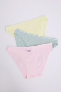 Womensecret Pack 3 bragas clásicas amarillo, rosa, verde blanco