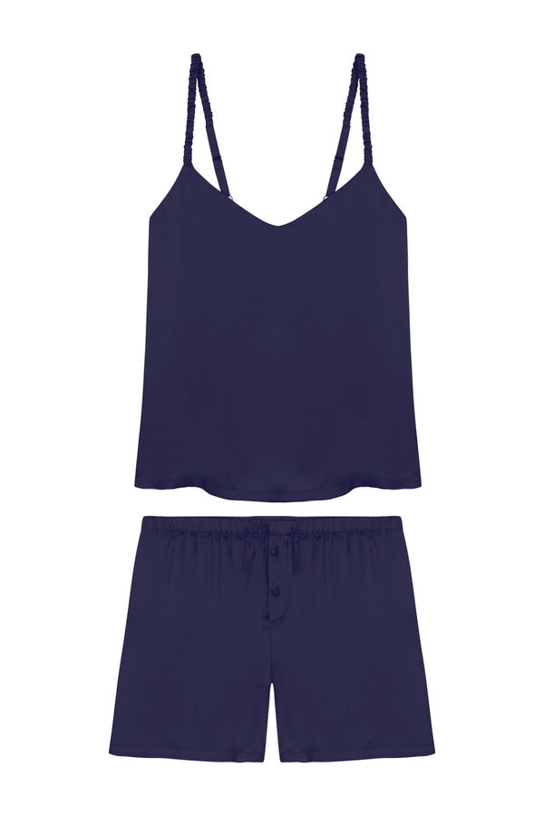 Womensecret Pijama corta satín azul marino azul