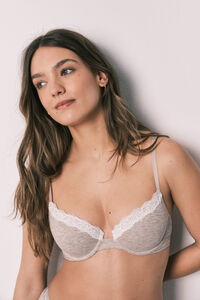 Women'secret Brasier cl&aacute;sico acanalado de algod&oacute;n marr&oacute;n BEAUTIFUL