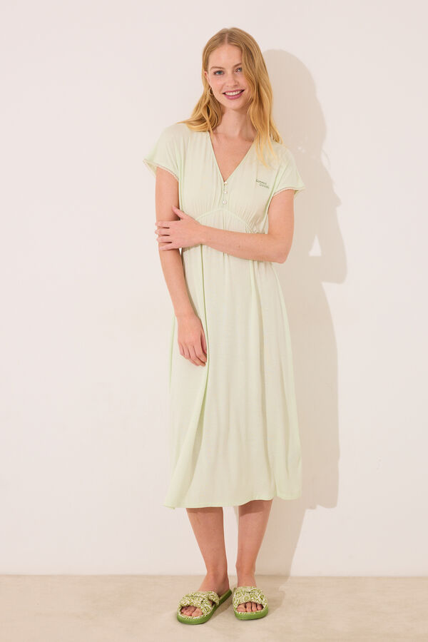 Womensecret Camisón midi de viscosa verde verde