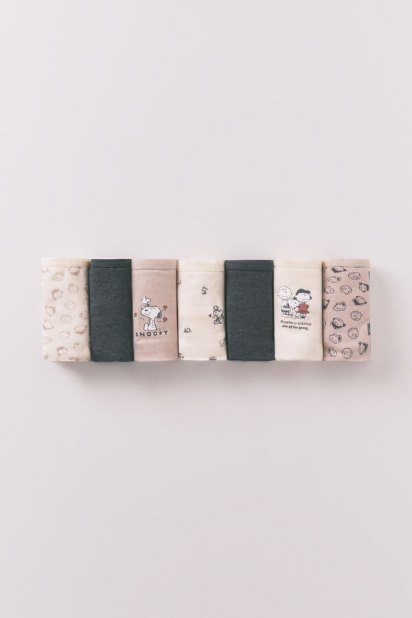 Women'secret Pack de 7 panties clásica multicolor de Snoopy estampado