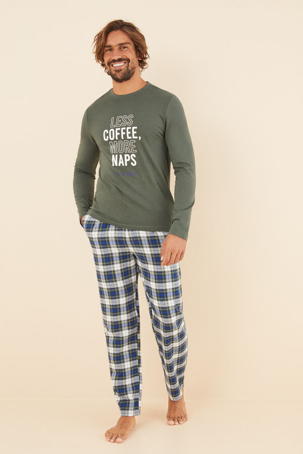 Womensecret Pijama larga hombre 100% algodón verde kaki