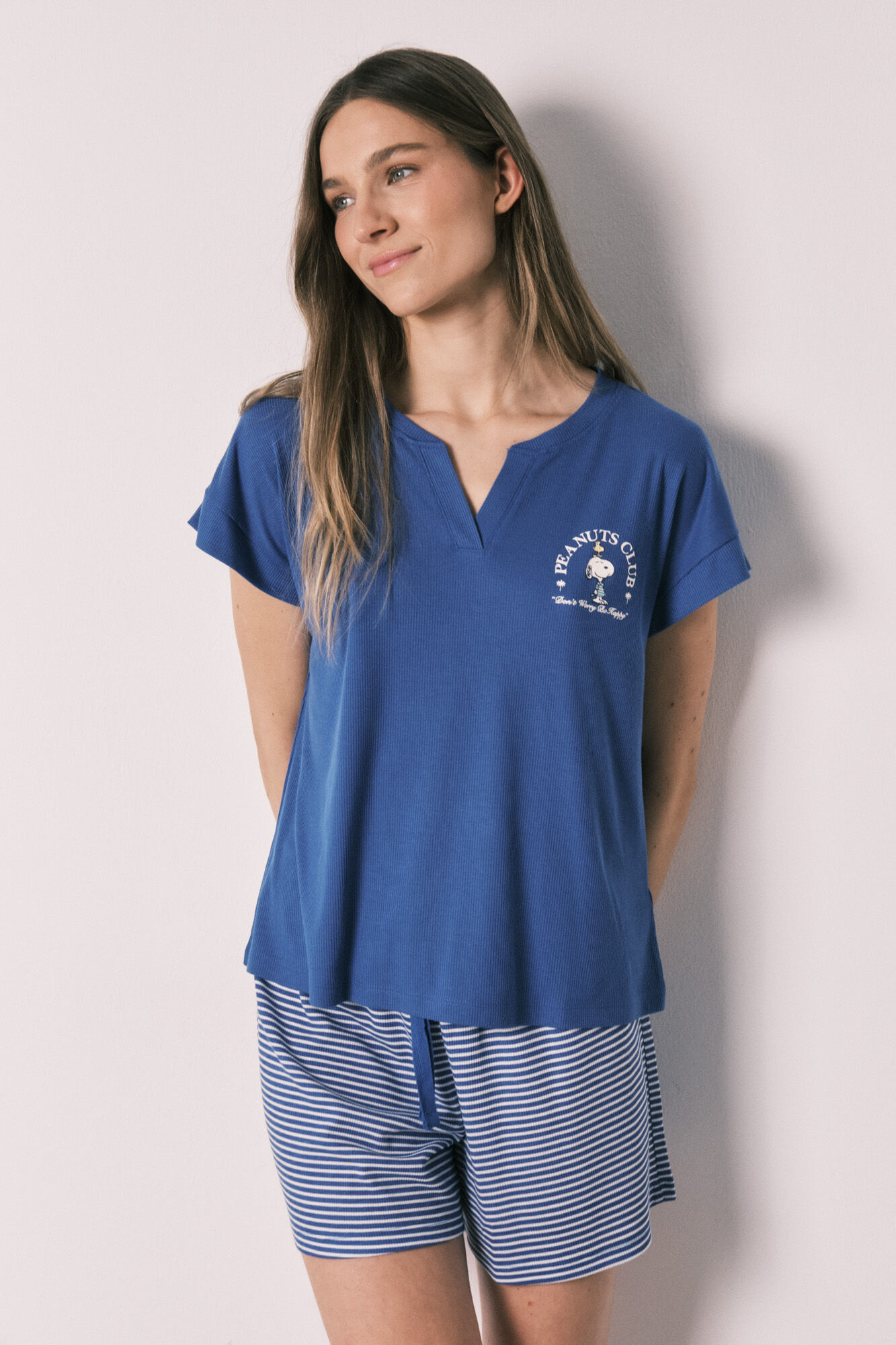 Women'secret Pijama corta Snoopy azul