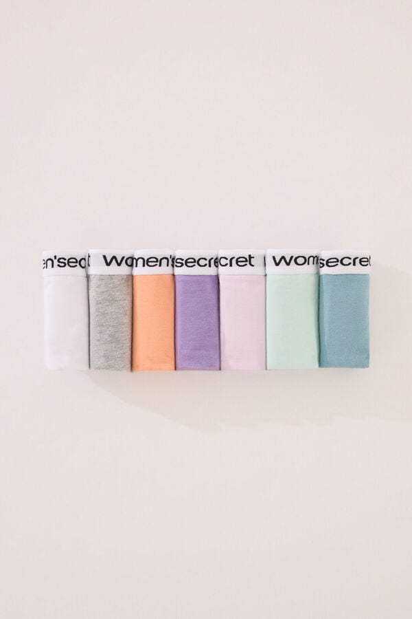 Womensecret Pack de 7 panties clásica de algodón en colores vivos blanco