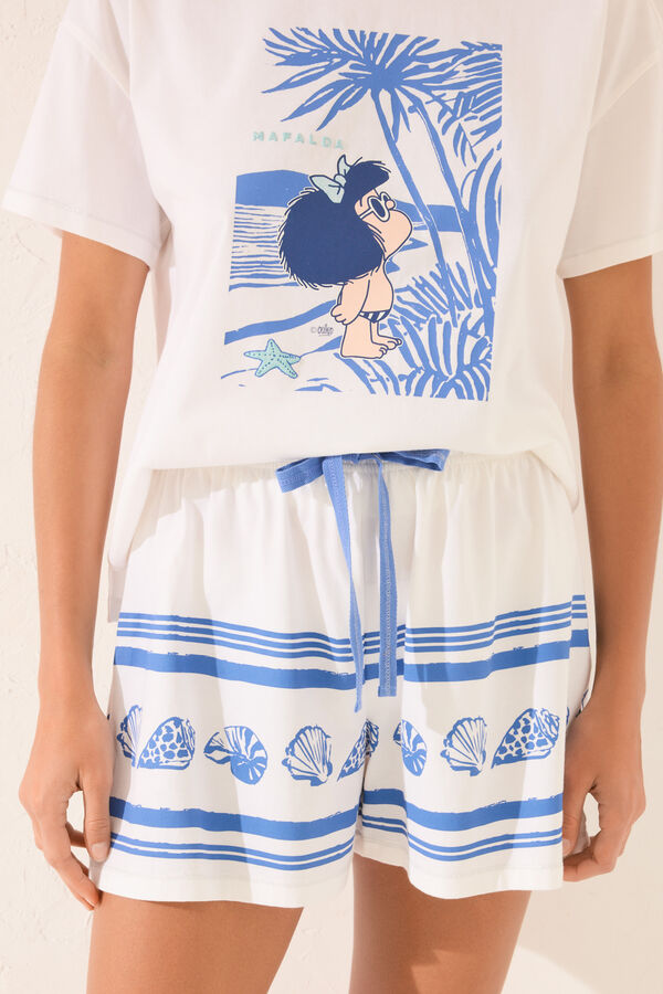 Women'secret Pijama blanco de manga corta blanco
