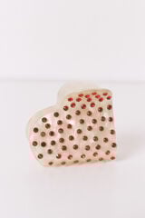 Women'secret Clip de corazón con diamantes de imitación marfil