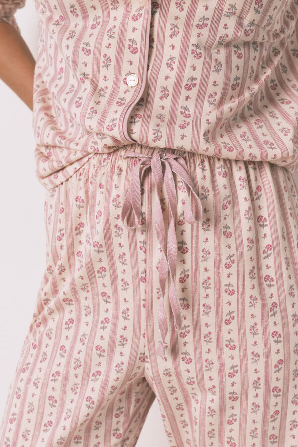 Womensecret Pijama camisera 100% algodón con flores rosas rosa