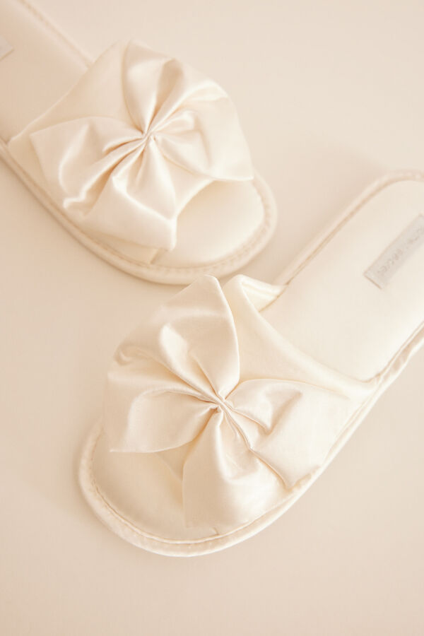 Womensecret Pantuflas moño blancas blanco