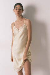 Women'secret Camis&oacute;n corto sat&eacute;n y encaje amarillo amarillo