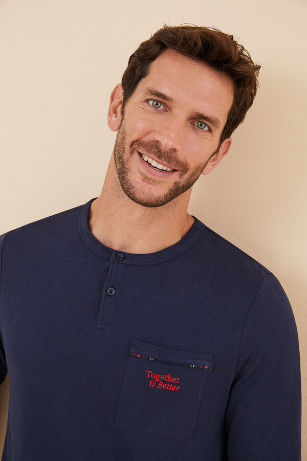 Women'secret Pijama hombre 100% algodón cuadros  azul