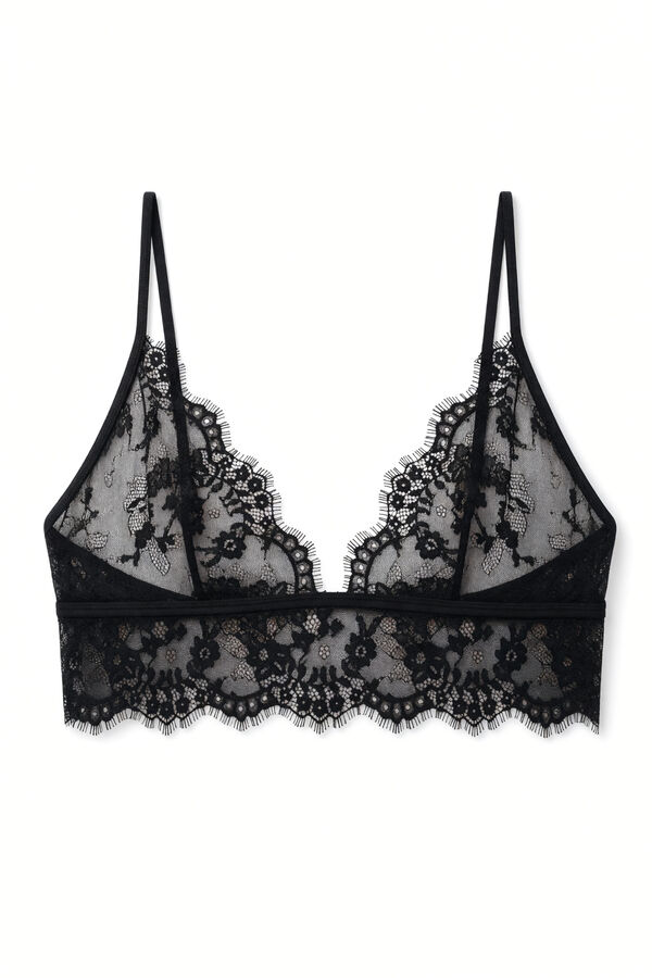 Women'secret Brasier triangular bralette de encaje negro negro