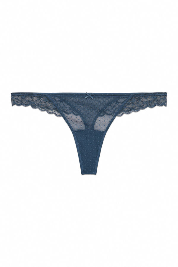 Women'secret Tanga de cintura de encaje verde verde