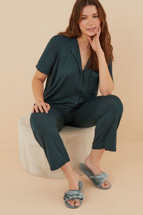 Womensecret Pijama camisera verde viscosa supersoft verde