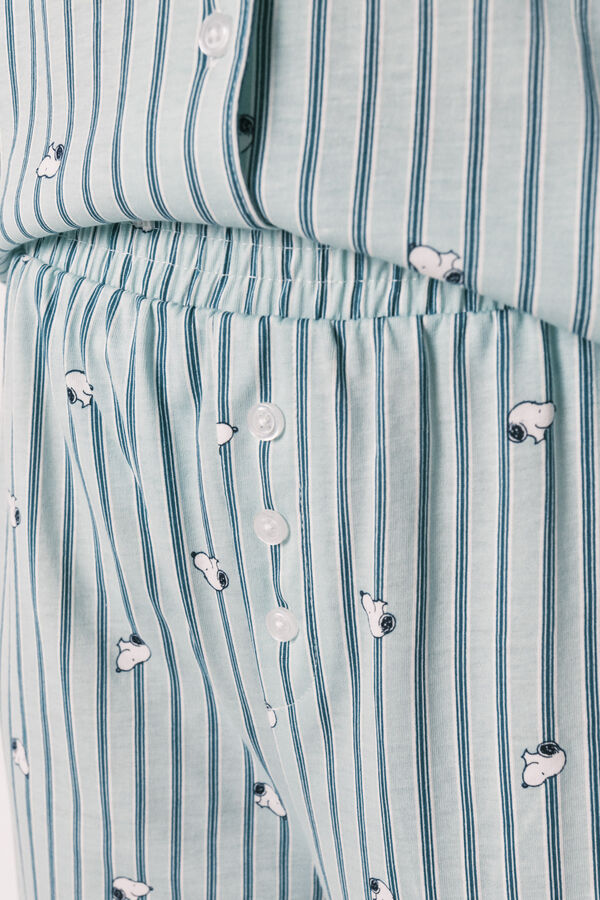 Women'secret Pijama camisera Snoopy de algod&oacute;n verde estampado