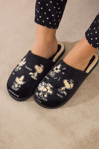 Womensecret Pantuflas para casa negras de Snoppy negro