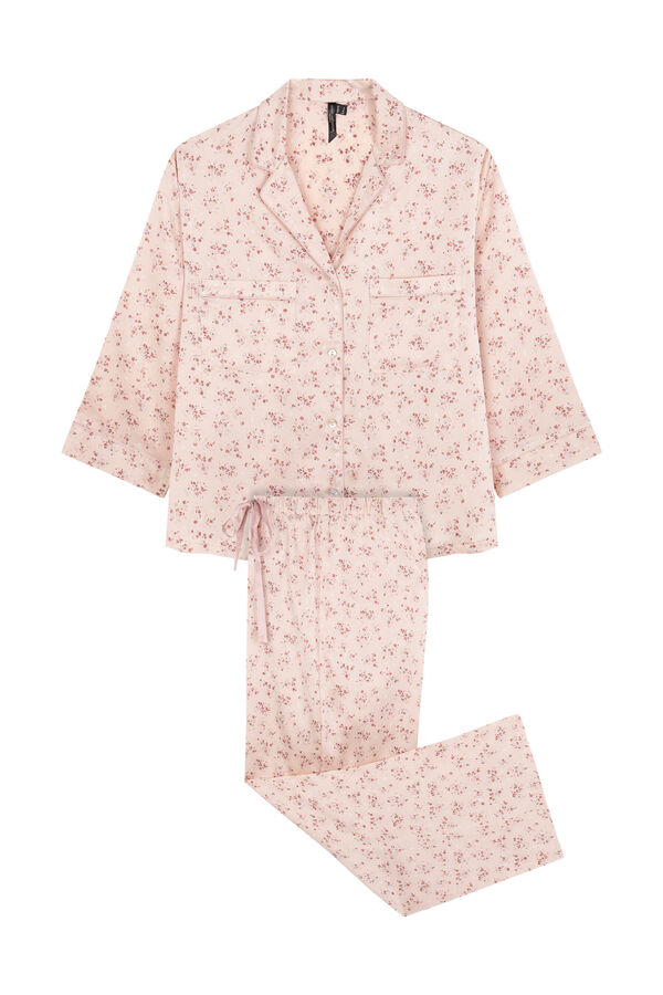 Womensecret Pijama camisera de satén rosa rosa