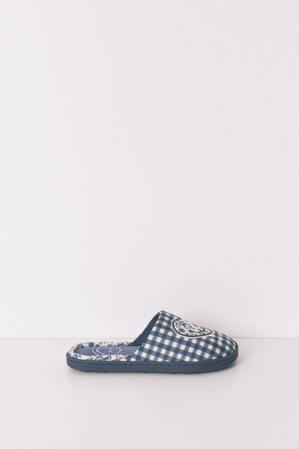 Women'secret Pantuflas para casa azules sonrientes azul