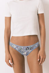 Women'secret Panty cl&aacute;sica de microfibra con estampado azul  azul