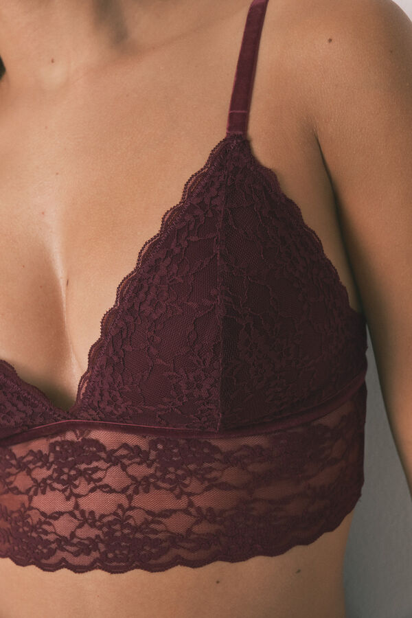 Women'secret LOVELY bralette triangular de encaje burdeos púrpura