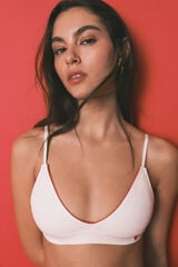 HI&BYE Brasier triangular sin costura acanalado blanco marfil