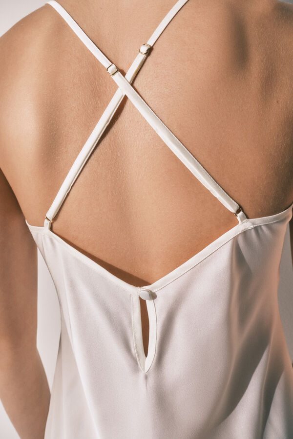 Women'secret Camis&oacute;n midi sat&eacute;n blanco marfil