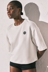 Women'secret Playera de felpa con estampado "Club del Mar" blanca marfil