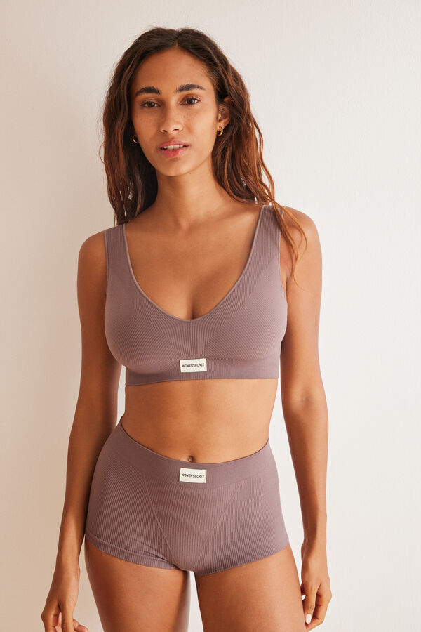 Womensecret Crop top canalé morado seamless morado/lila