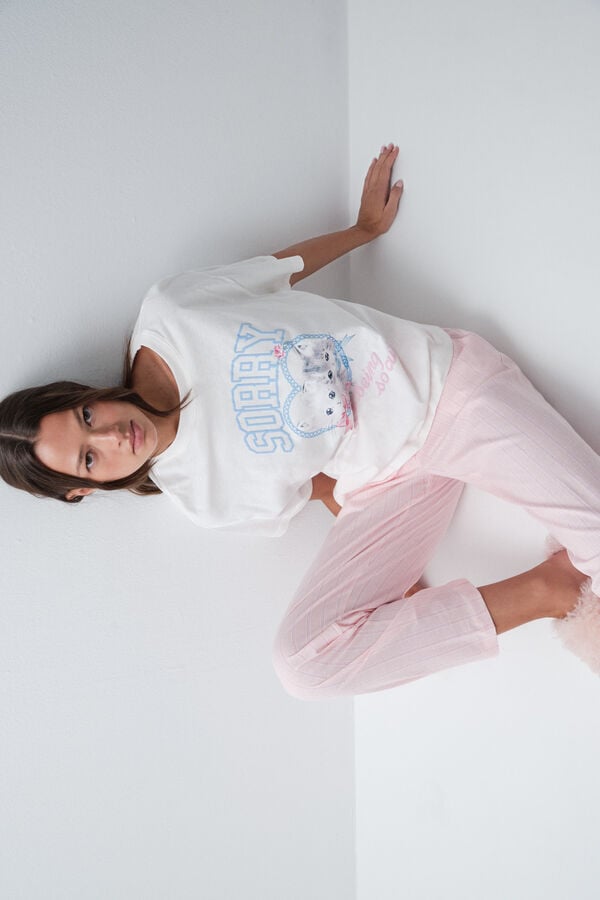 Women'secret Pantal&oacute;n largo de rayas rosa rosa