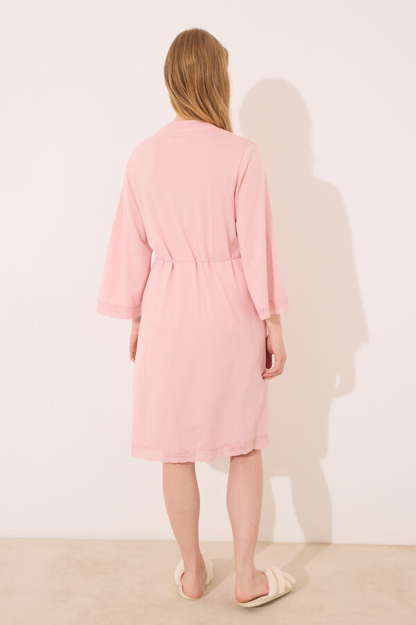 Womensecret Bata de premamá de algodón rosa rosa