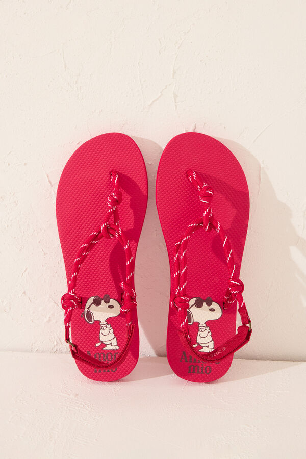 Womensecret Chanclas de cuerda de Snoopy rojo rojo
