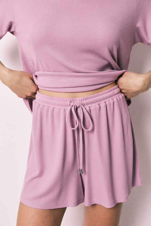 Pijama corta de tela waffle rosa | Pijamas de mujer | WomenSecret-MX