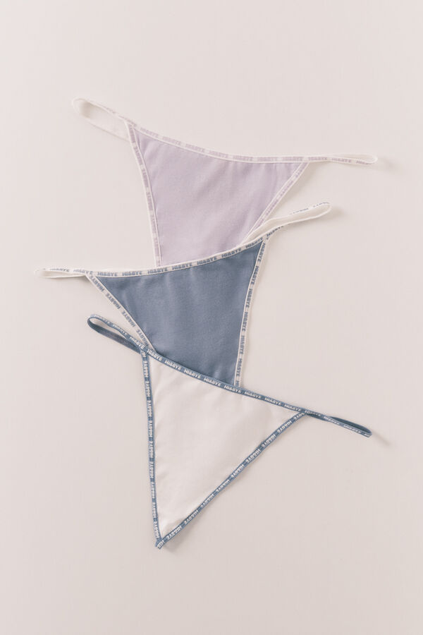 HI&BYE Pack 3 tangas lila, blanco y azul blanco