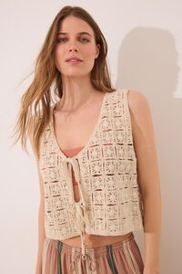 Womensecret Crochet short beige de chaleco café