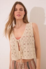 Womensecret Crochet short beige de chaleco café