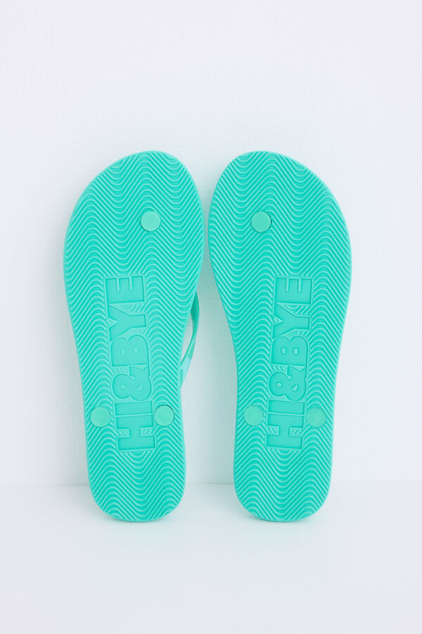Womensecret Chanclas con estampado de logo verde estampado