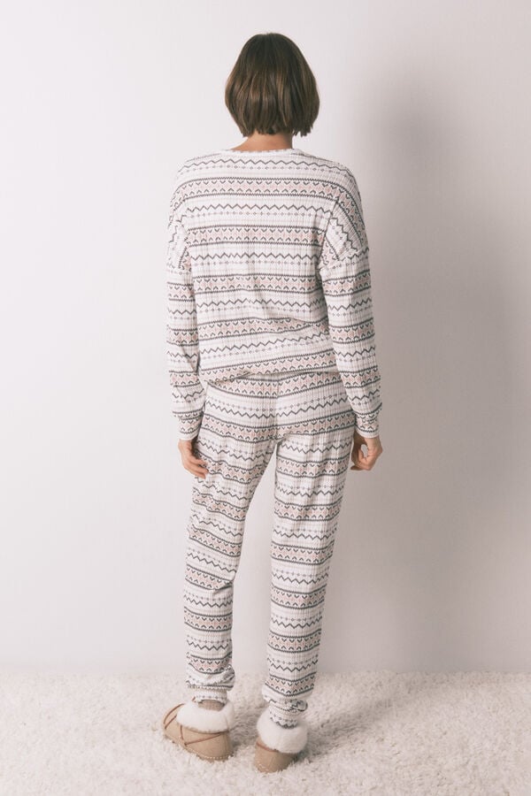 Women'secret Pijama larga tejido cálido suave cenfas Mickey blanco