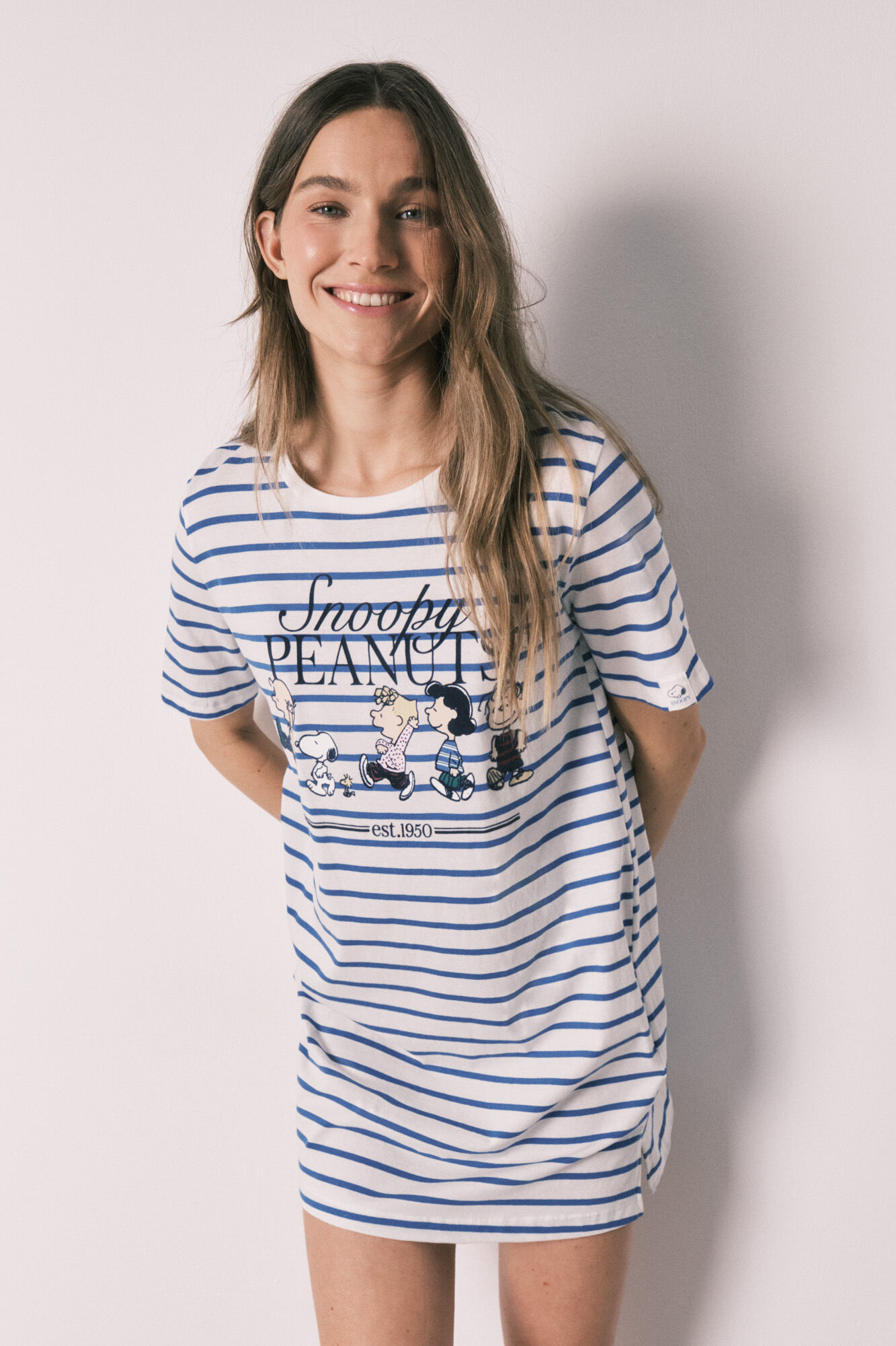 Women'secret Camis&oacute;n corto Snoopy de algod&oacute;n a rayas