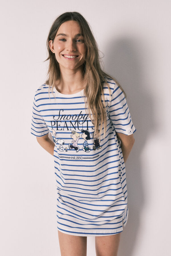 Women'secret Camis&oacute;n corto Snoopy de algod&oacute;n a rayas blanco