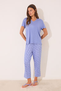 Womensecret Pijama capri de manga corta de viscosa azul azul