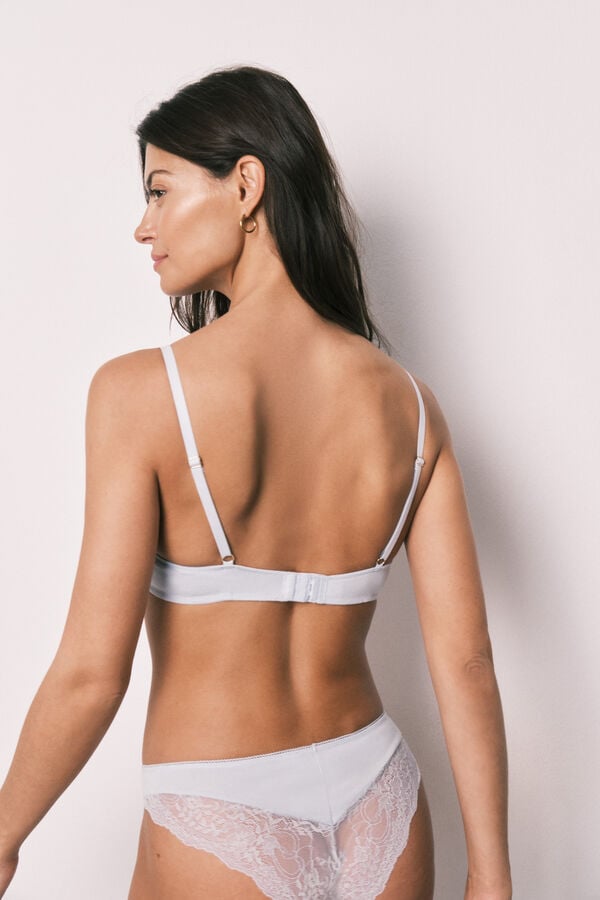 Women'secret Brasier triangular con relleno de algod&oacute;n azul azul