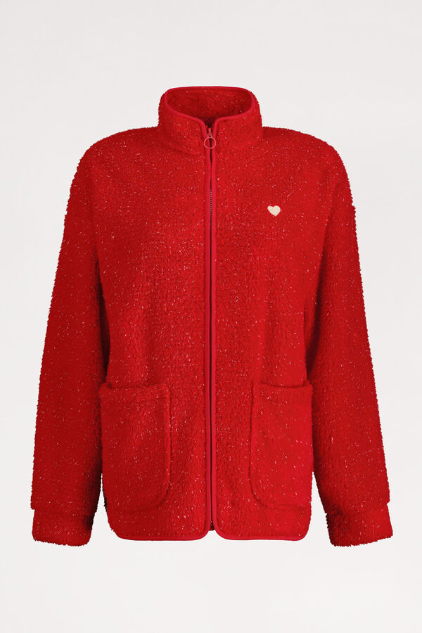 Womensecret Chaqueta pelo lúrex rojo rojo