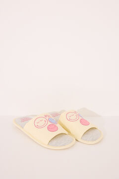 Womensecret Pantuflas para casa de casa abiertas Smiley amarillo