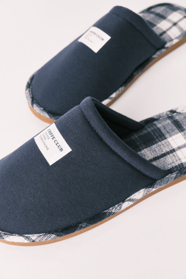 Women'secret Pantuflas a cuadros azul