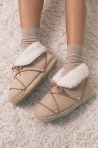 Women'secret Pantuflas botas antelina beige