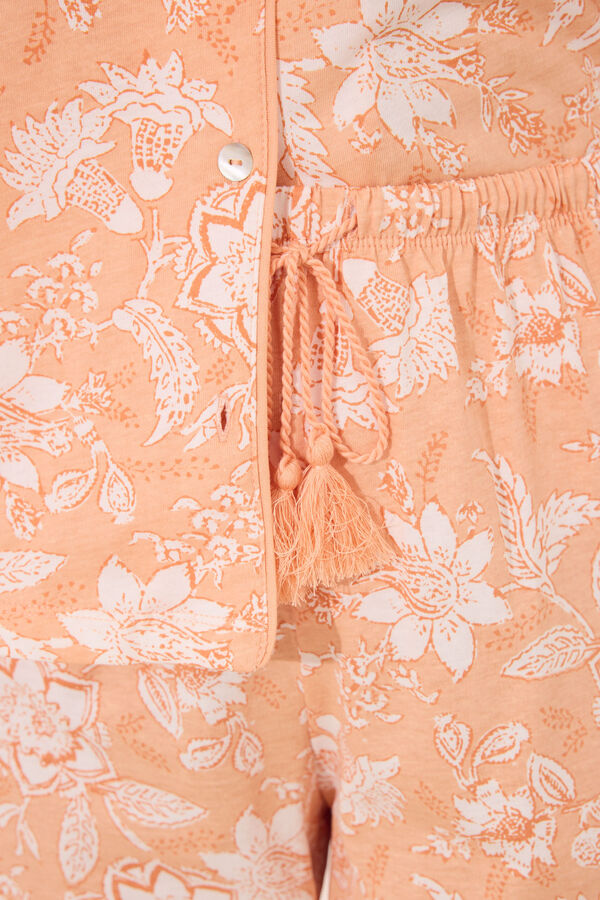 Womensecret Pijama camisera Capri de algodón naranja naranja