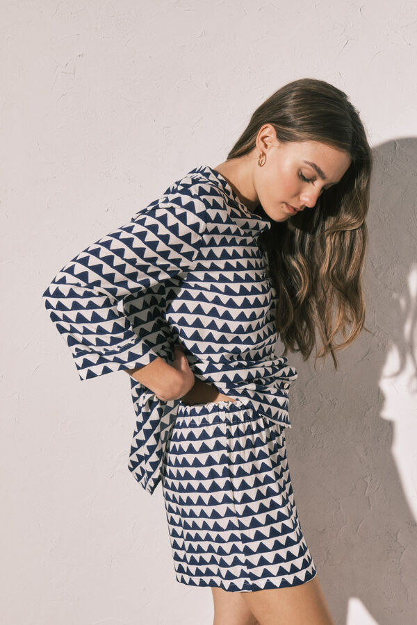 Women'secret Pijama corta camisera estampado geom&eacute;trico estampado