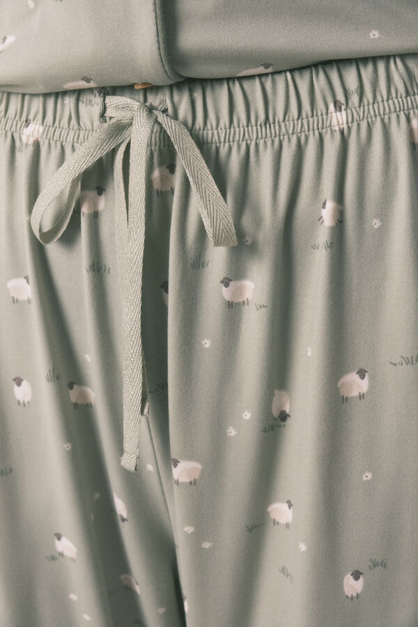 Women'secret Pijama larga camisero ovejas estampado