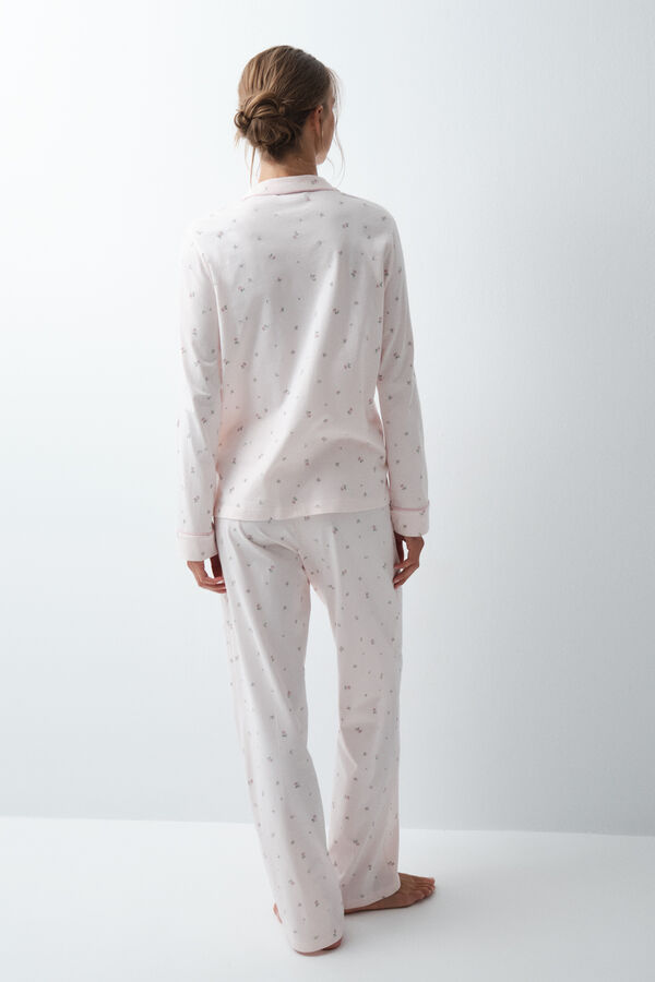 Women'secret Pijama larga camisera de algod&oacute;n con estampado floral rosa