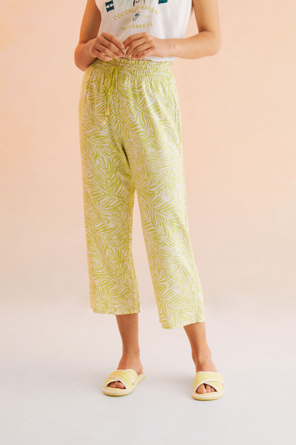 Womensecret Pantalón largo Capri estampado limón estampado