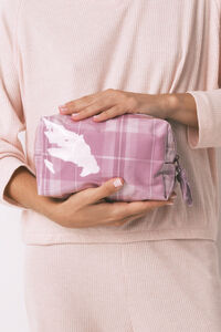 Womensecret Neceser con estampado de cuadros rosa mediano rosa